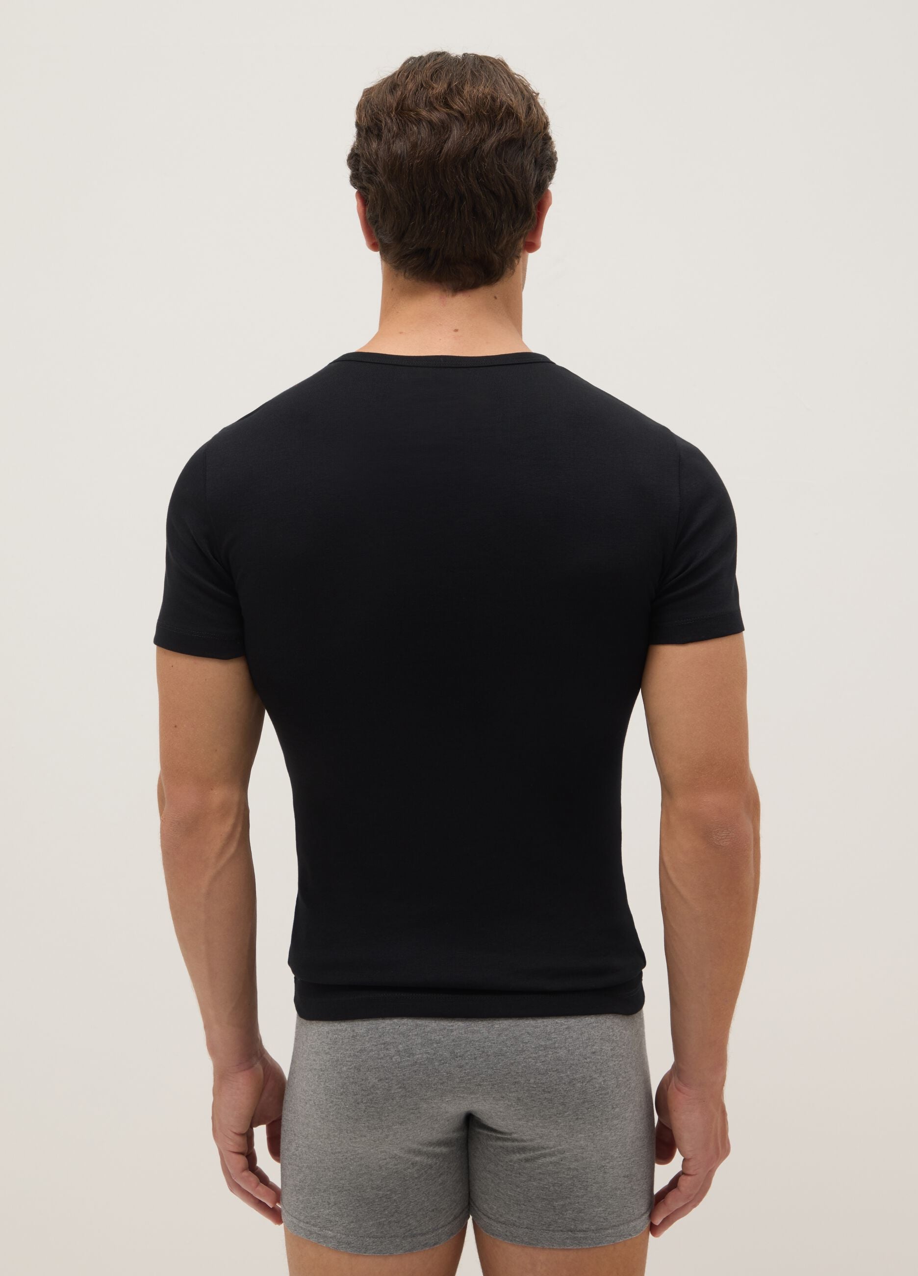 Two-Pack Black Organic Cotton Crew Neck T-shirts Regular Fit