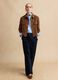 Wide leg blue cotton chinos_0