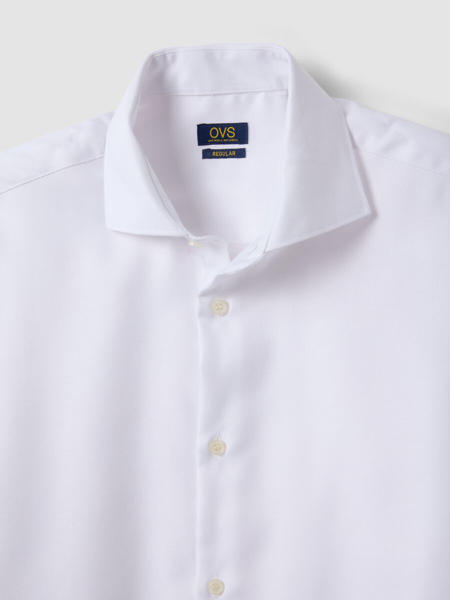 White regular-fit pure cotton shirt with cutaway collar_6