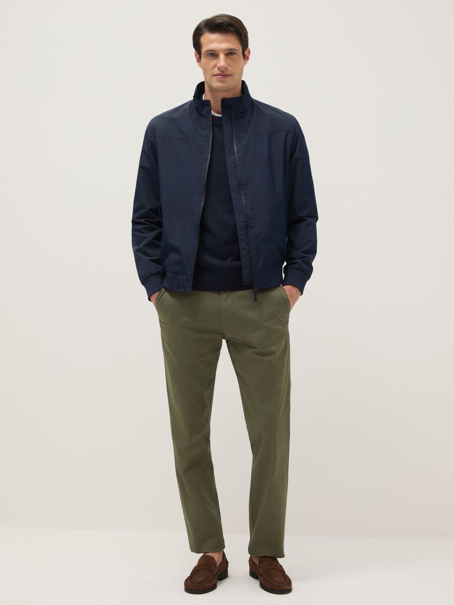 Blue regular fit bomber jacket with zip_1