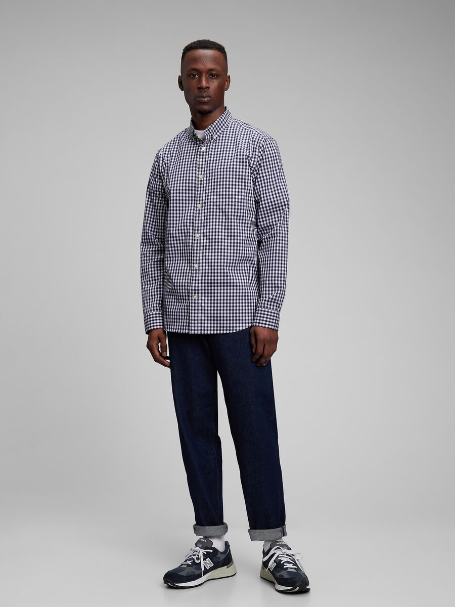 Shirt in Coolmax&reg; fabric with gingham pattern_0