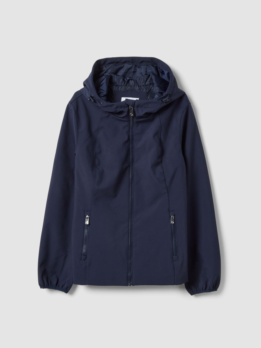 Blue waterproof jacket regular fit with zip and hood_4