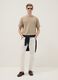 Beige regular-fit short-sleeve T-shirt with Henley neckline_1