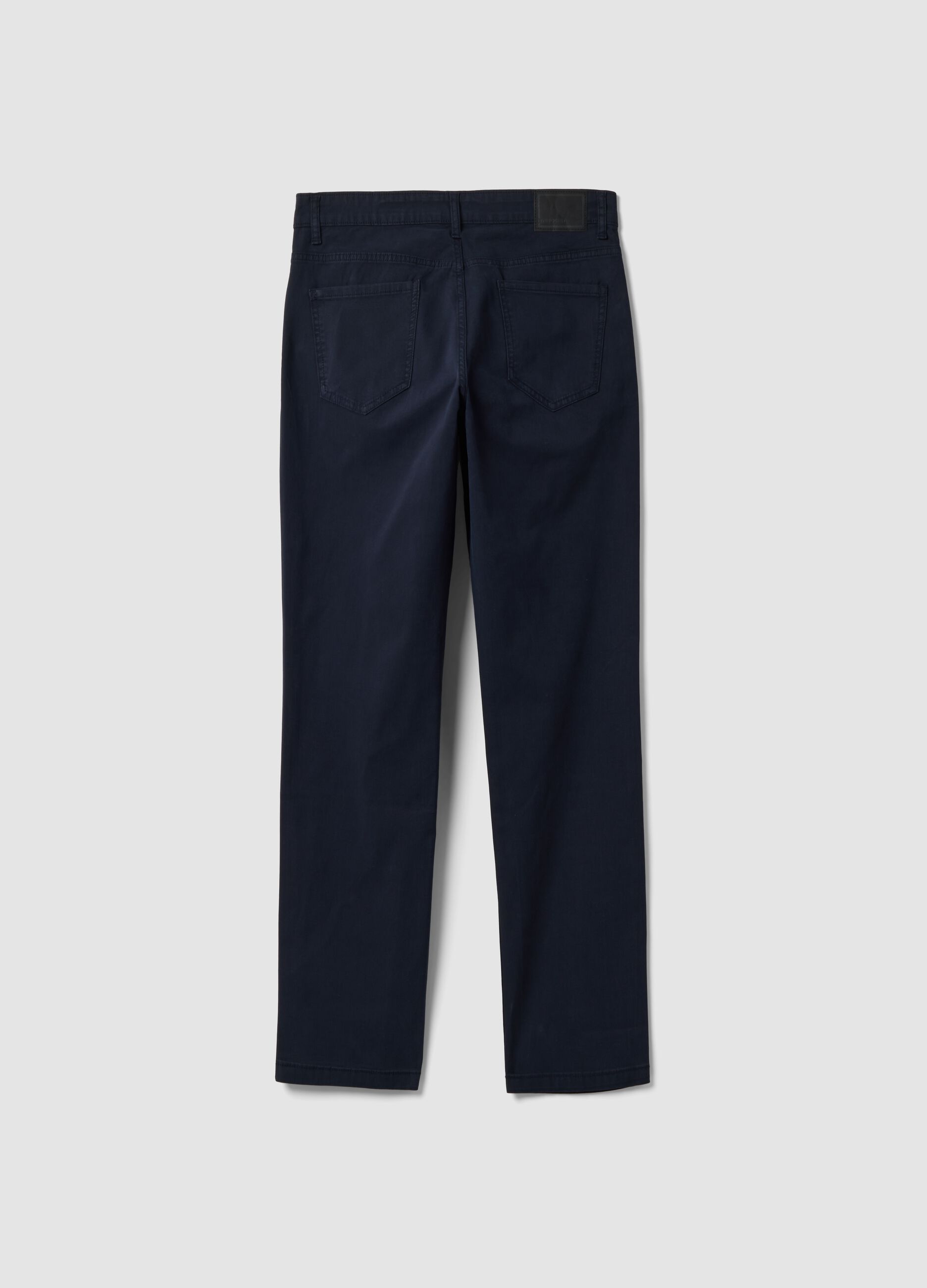 Blue regular-fit stretch cotton twill trousers