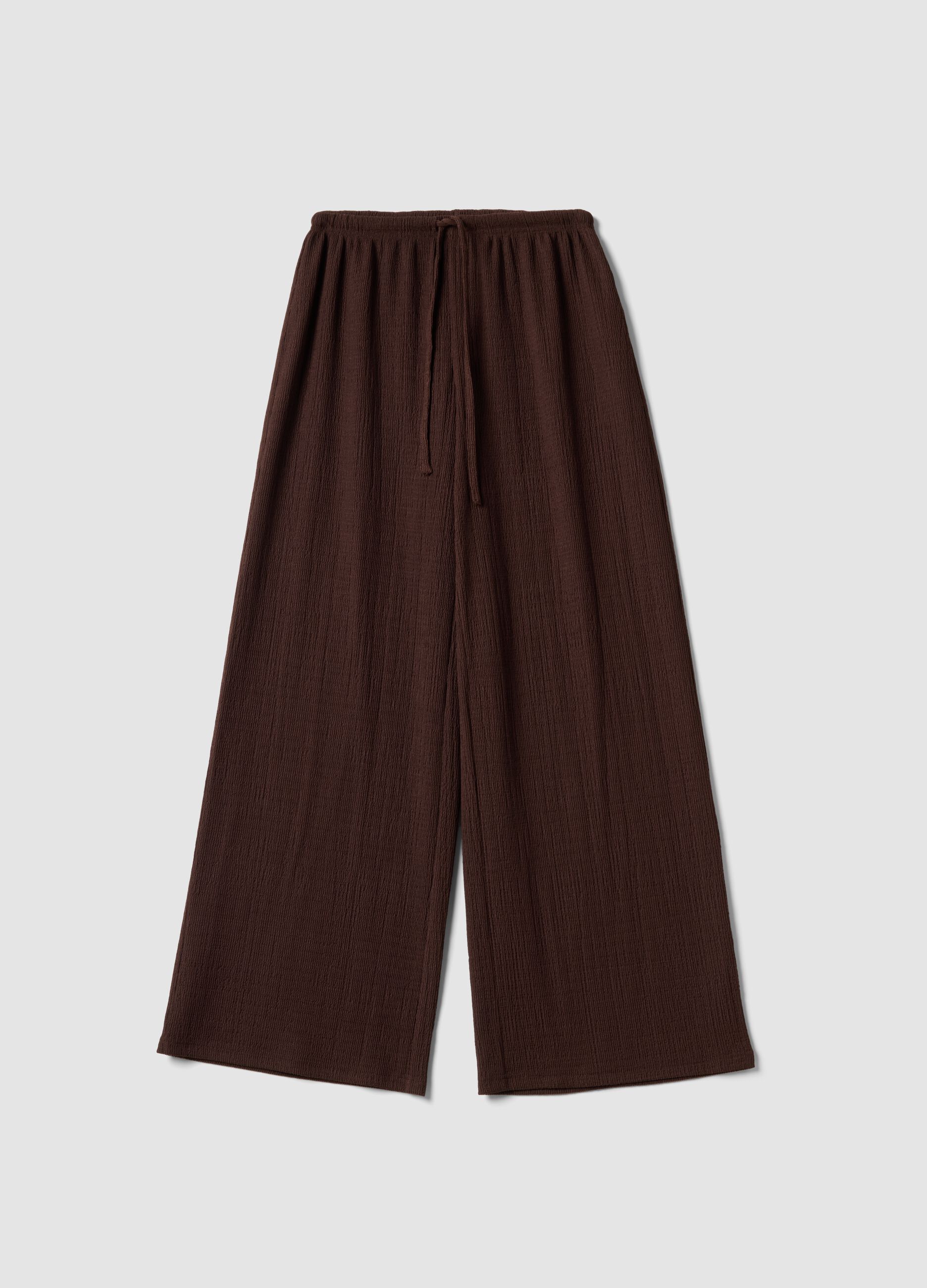 Brown Wide Leg Jogger Trousers