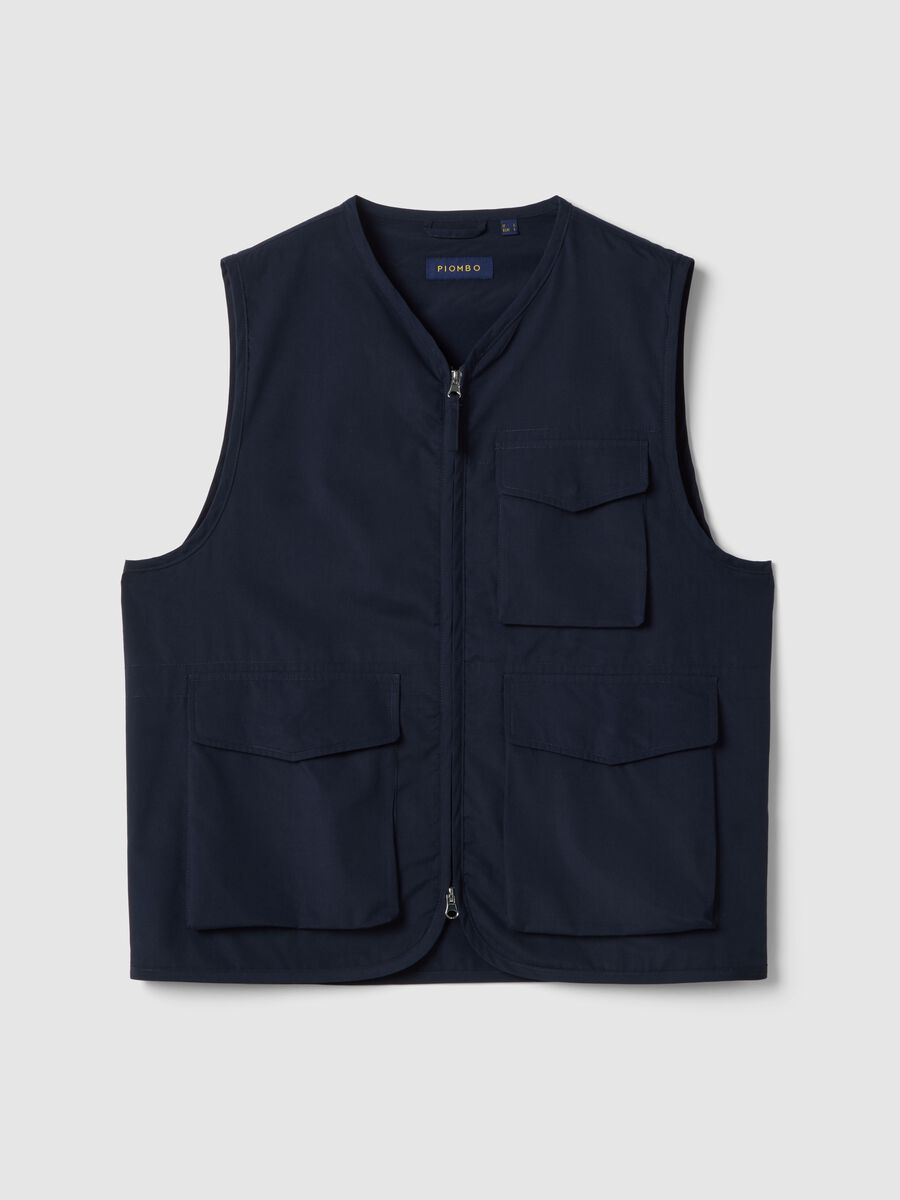 Blue regular fit gilet with zip and front pockets_4