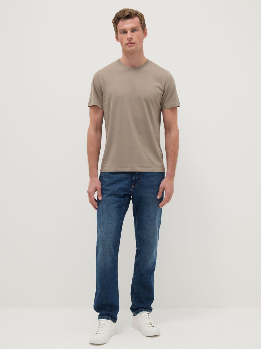 Beige T-shirt in pure cotton regular fit_2