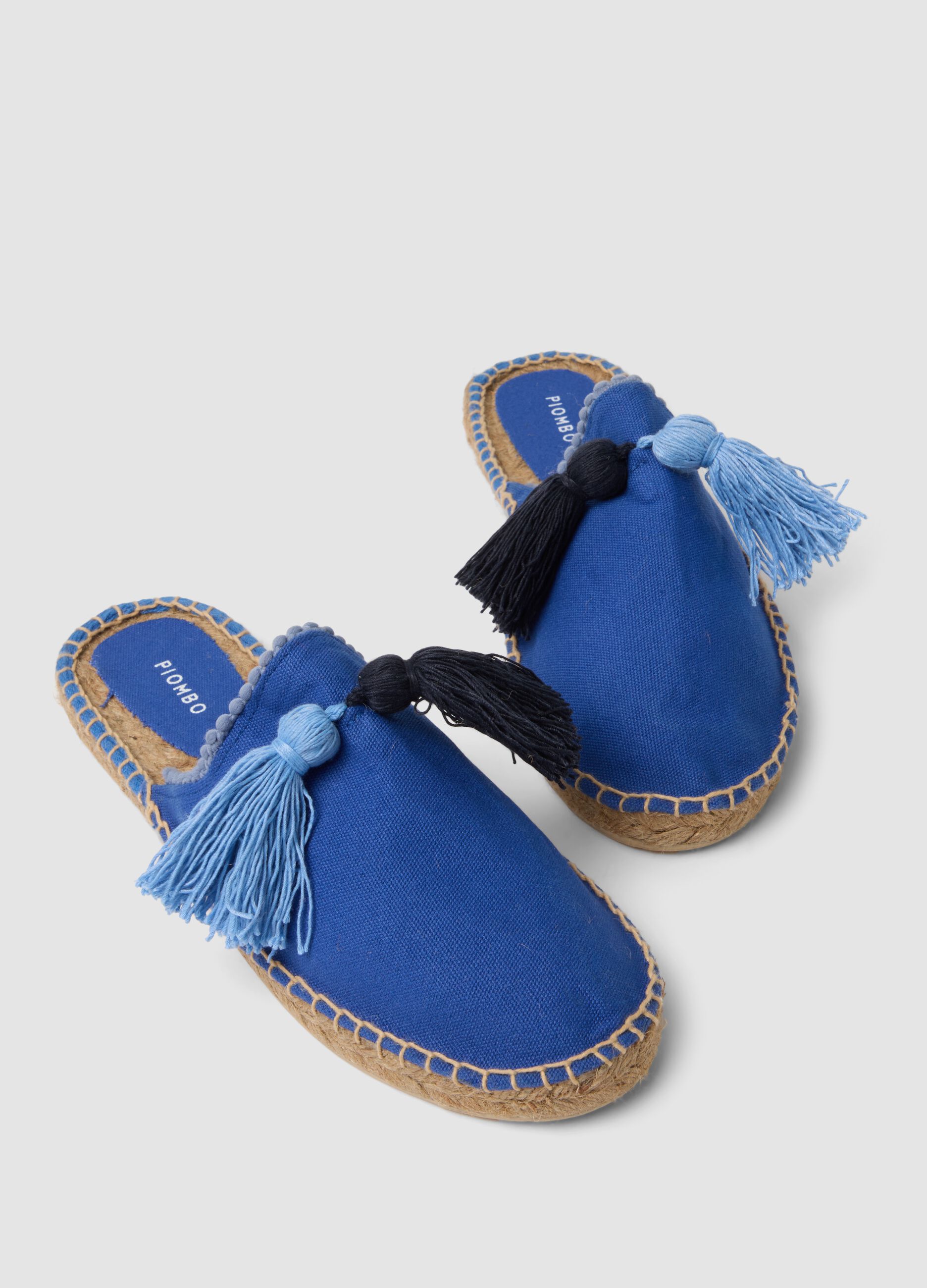 Blue mules with tassels