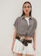 Multicoloured gingham cropped stretch-cotton shirt_0