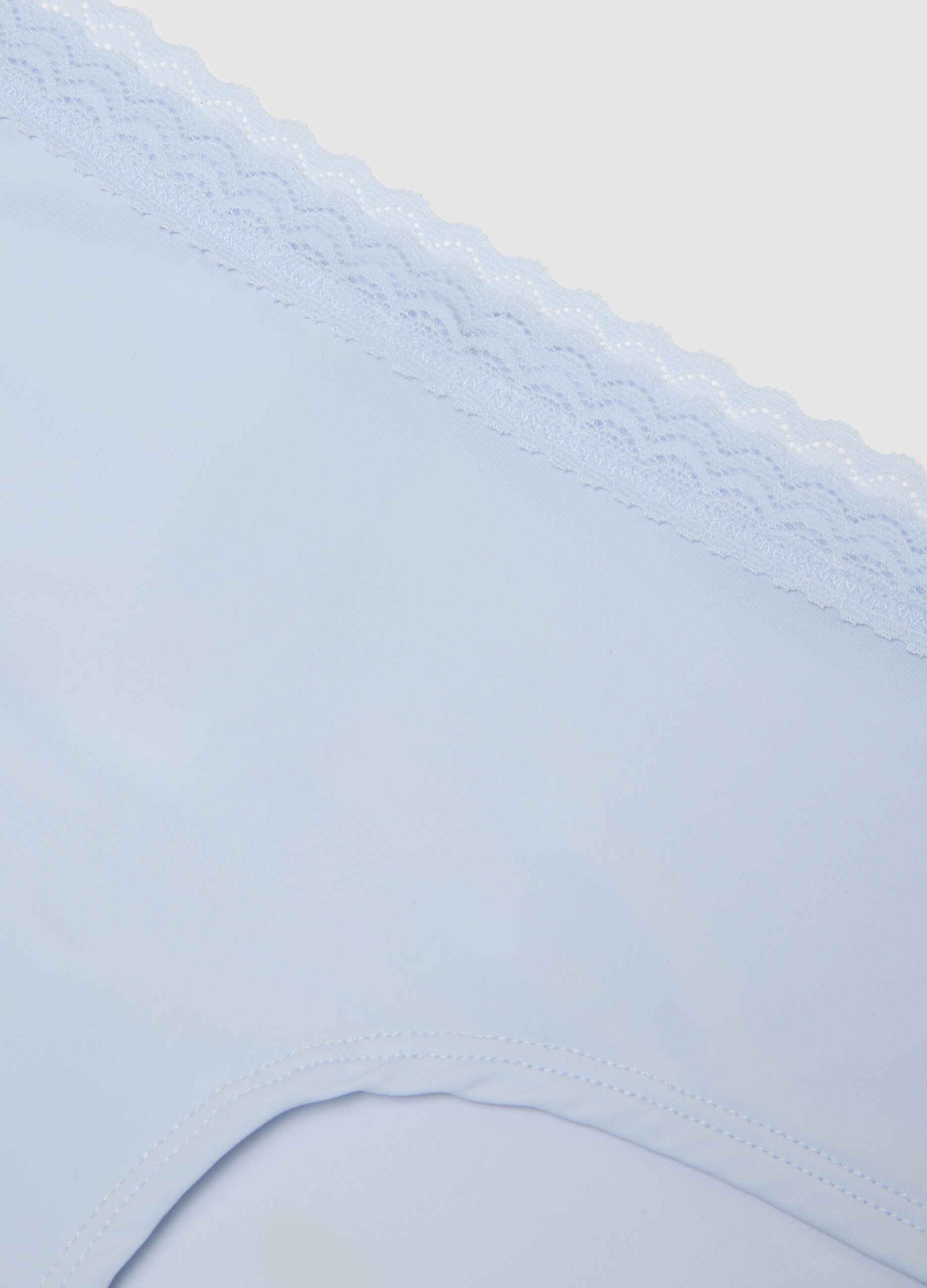 Blue cotton regular fit briefs with lace