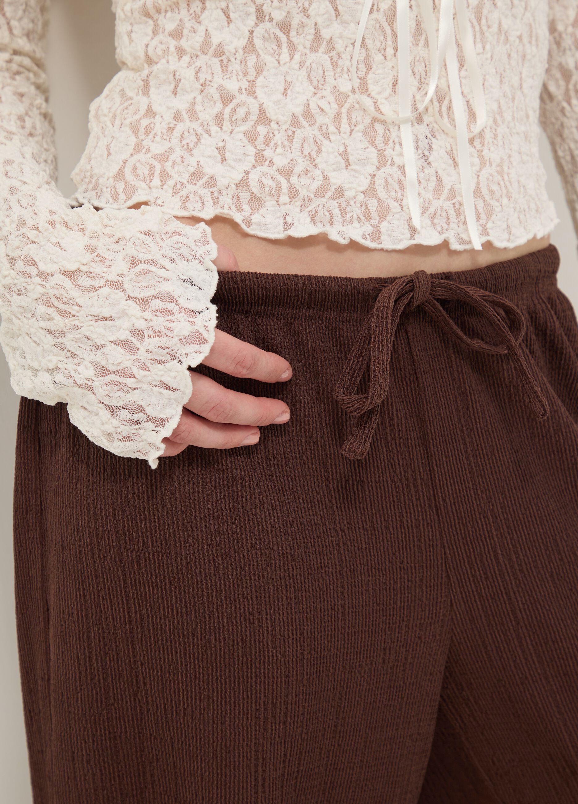 Brown Wide Leg Jogger Trousers