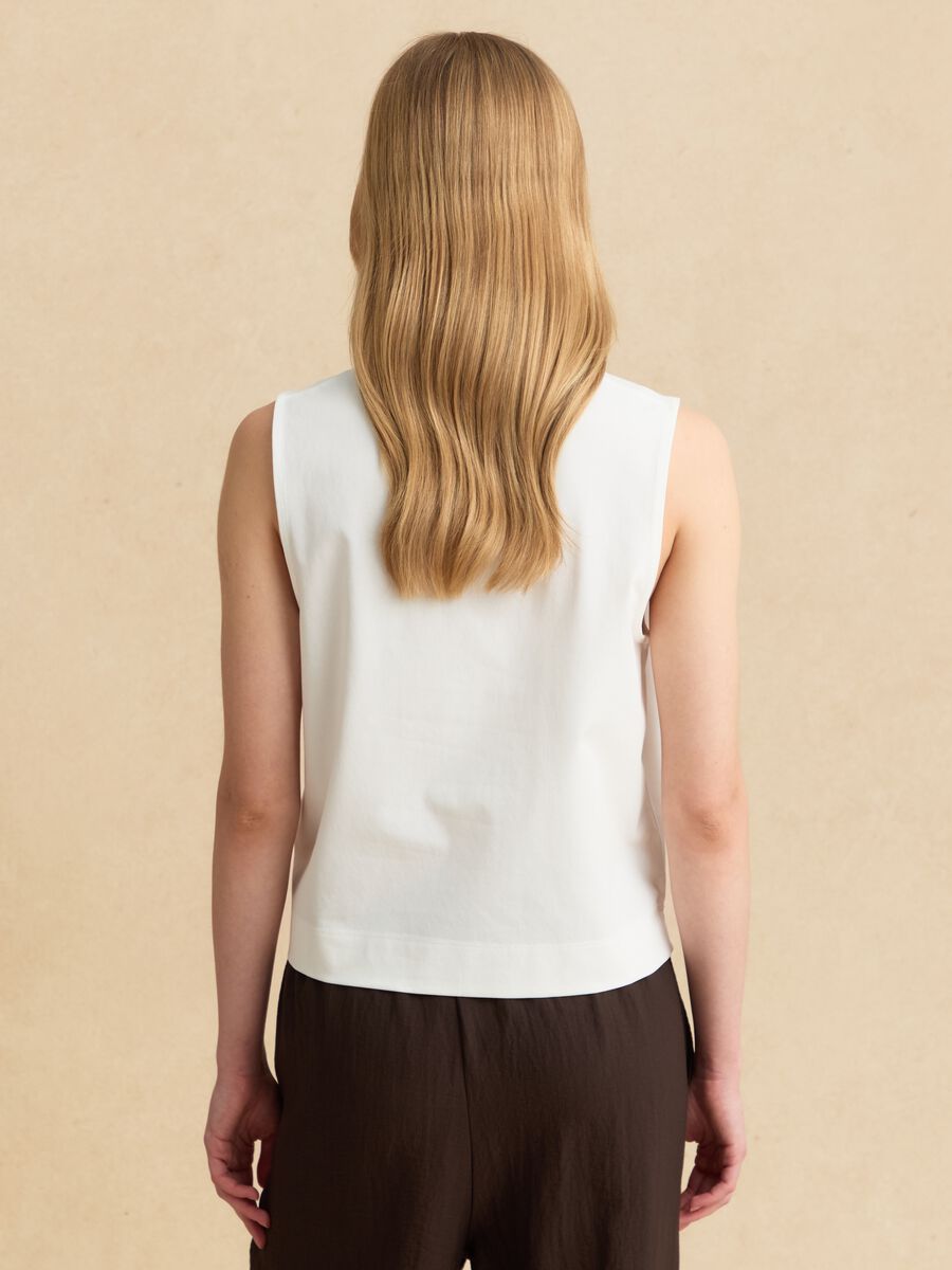 Tank top bianco in misto cotone regular fit_3