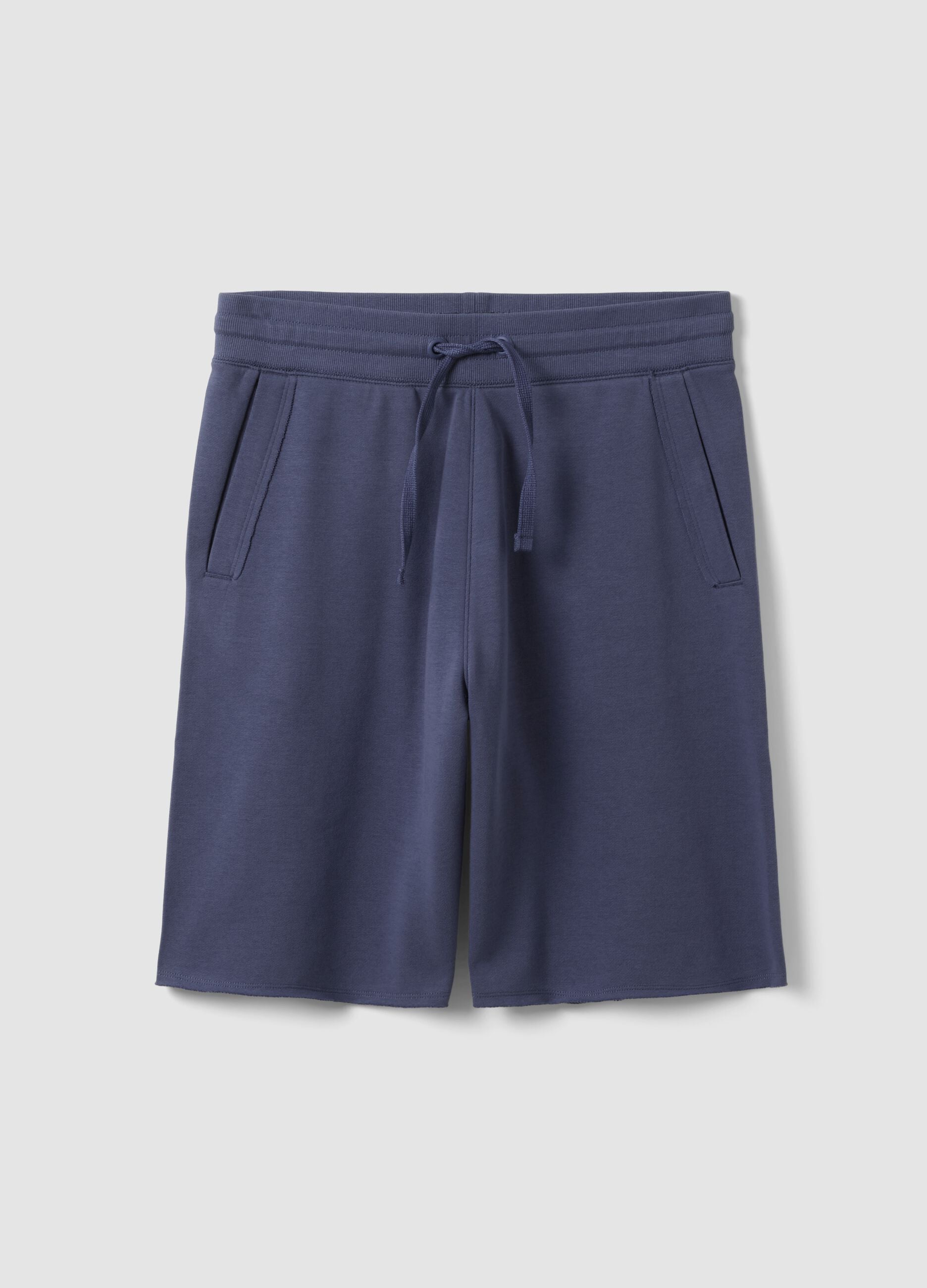 Blue relaxed-fit cotton-blend shorts