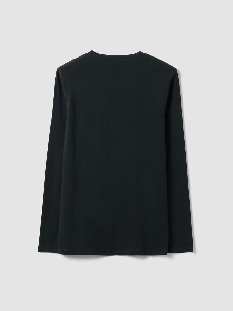 Black long-sleeve crew-neck T-shirt in 100% organic cotton_2