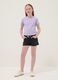 Girls&rsquo; black denim shorts in stretch cotton blend, slim fit_0