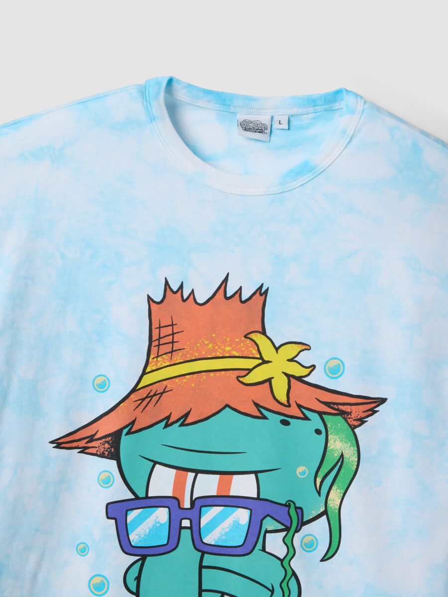 Regular fit sky blue pure cotton T-shirt with Squidward print_5