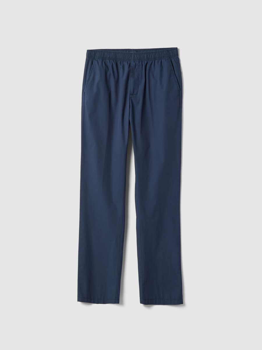 Beige chino trousers in pure blue cotton, regular fit_4