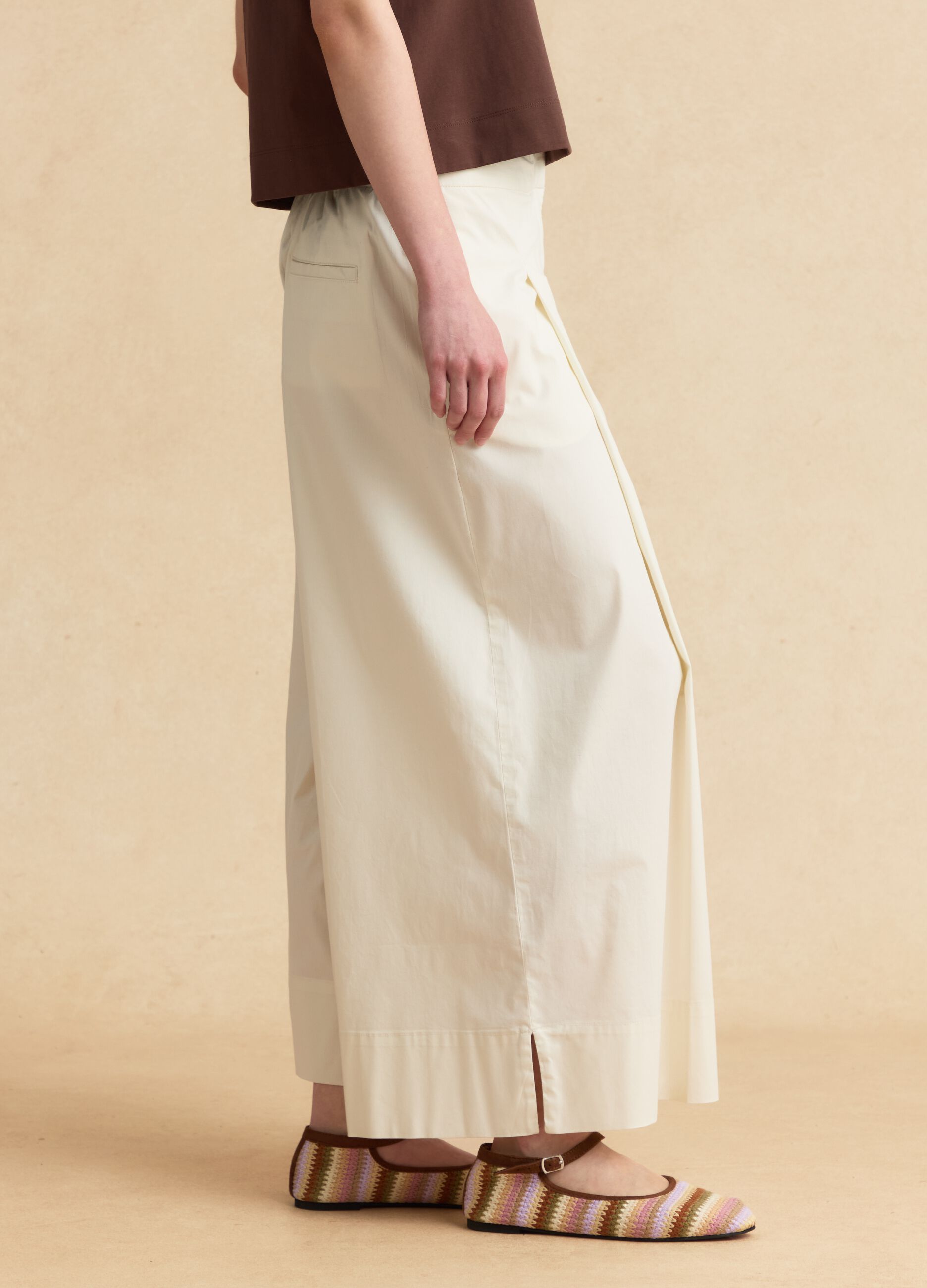 White stretch-cotton palazzo trousers