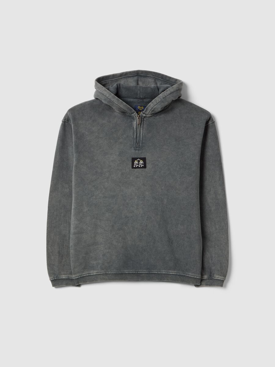 Boy's oversized fit grey cotton TieDye sweatshirt_3