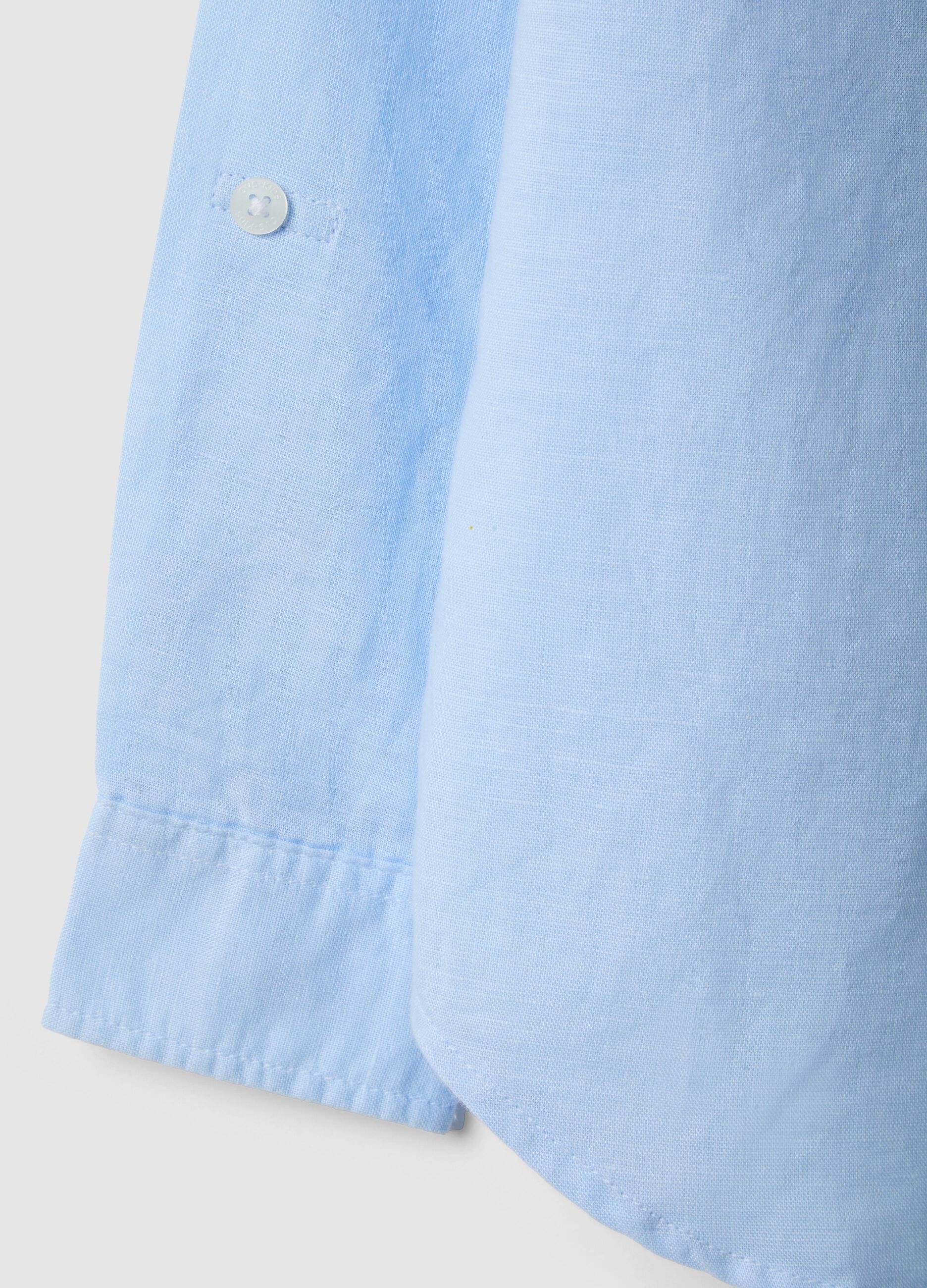 Boys' regular fit light blue linen and cotton blend shirt