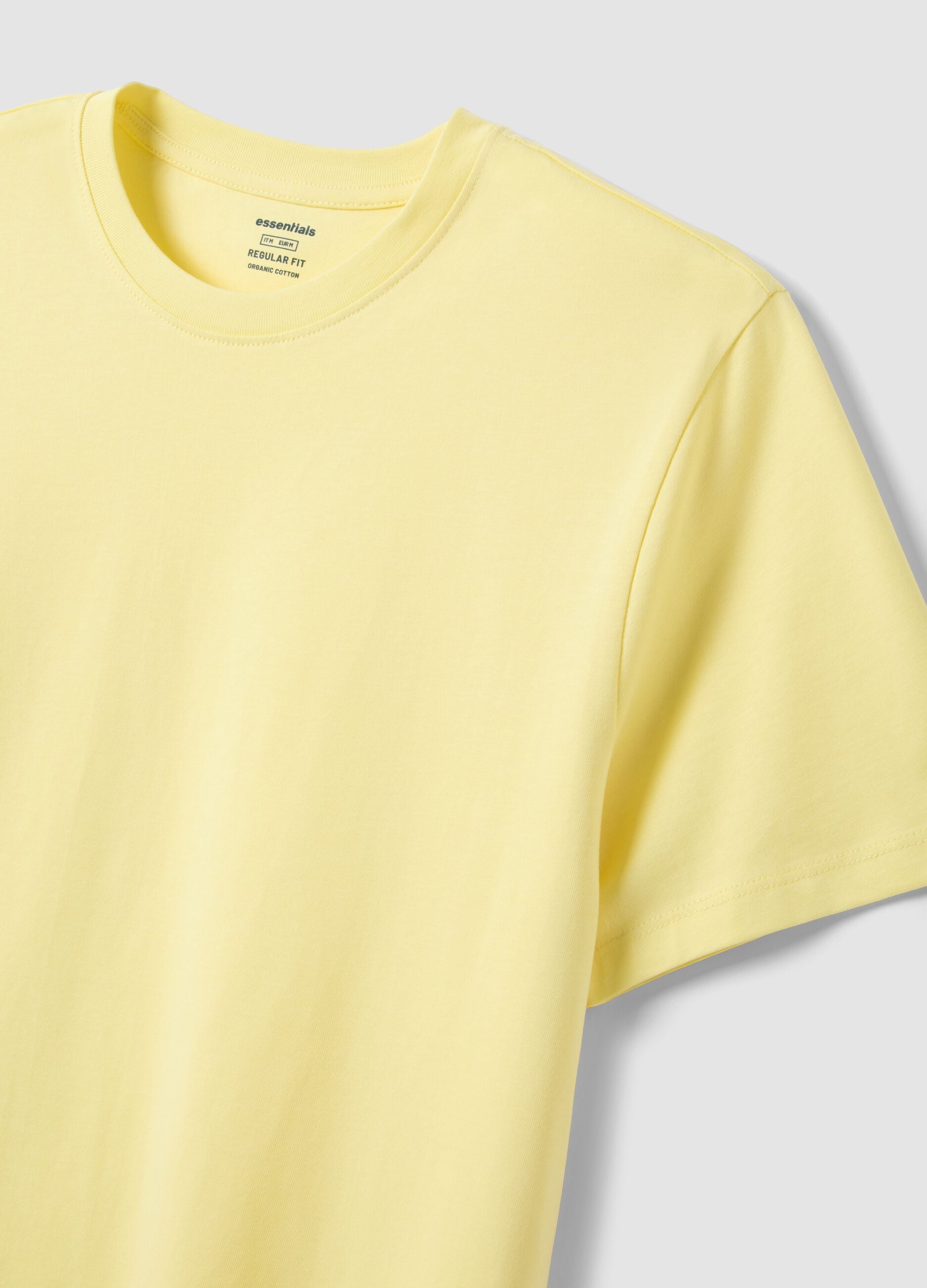 Yellow regular fit short sleeve pure cotton T-shirt