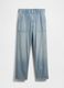 Regular fit azure pure cotton baggy jeans with five pockets_4
