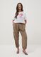 Brown viscose-linen blend jogger trousers, regular fit_0