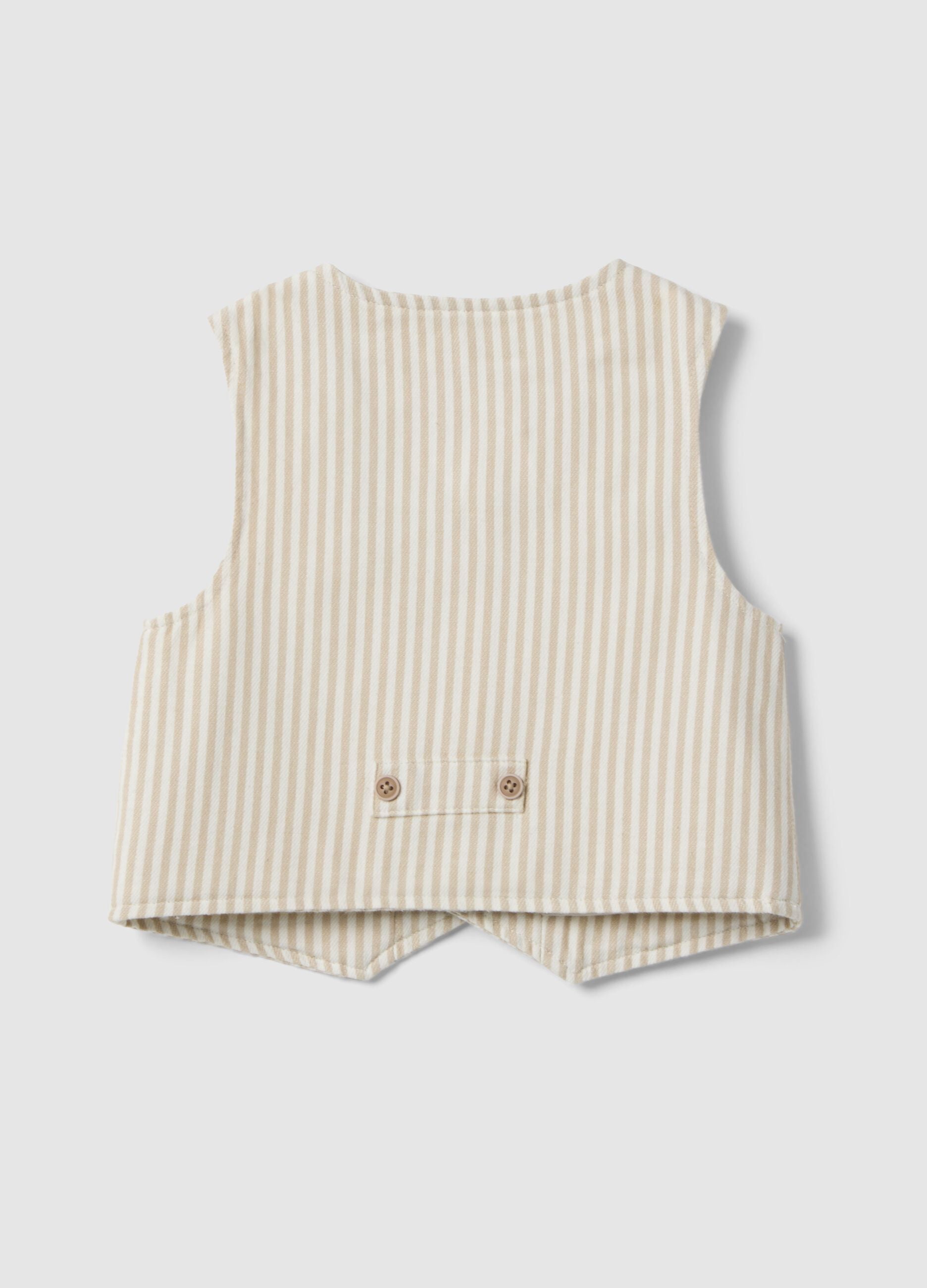 Striped multicolour pure cotton lined waistcoat for boys regular fit