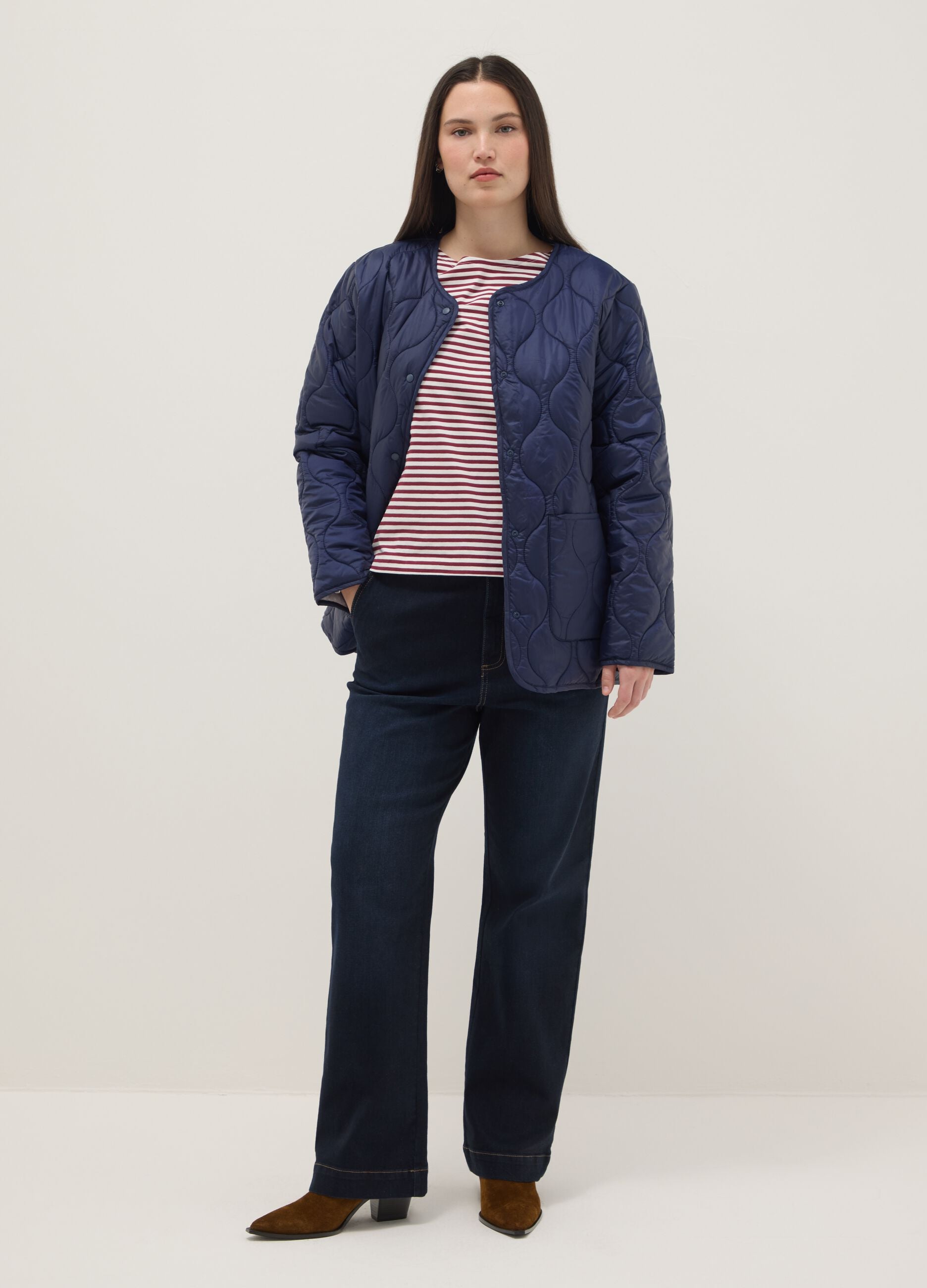 Wide leg jeans in blue stretch cotton
