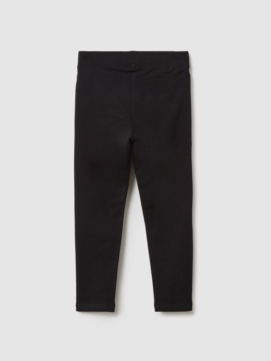 Girls' Black Stretch Cotton Slim Fit Treggings_1