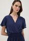 Long blue pure-viscose dress with wrap V-neck, regular fit_1