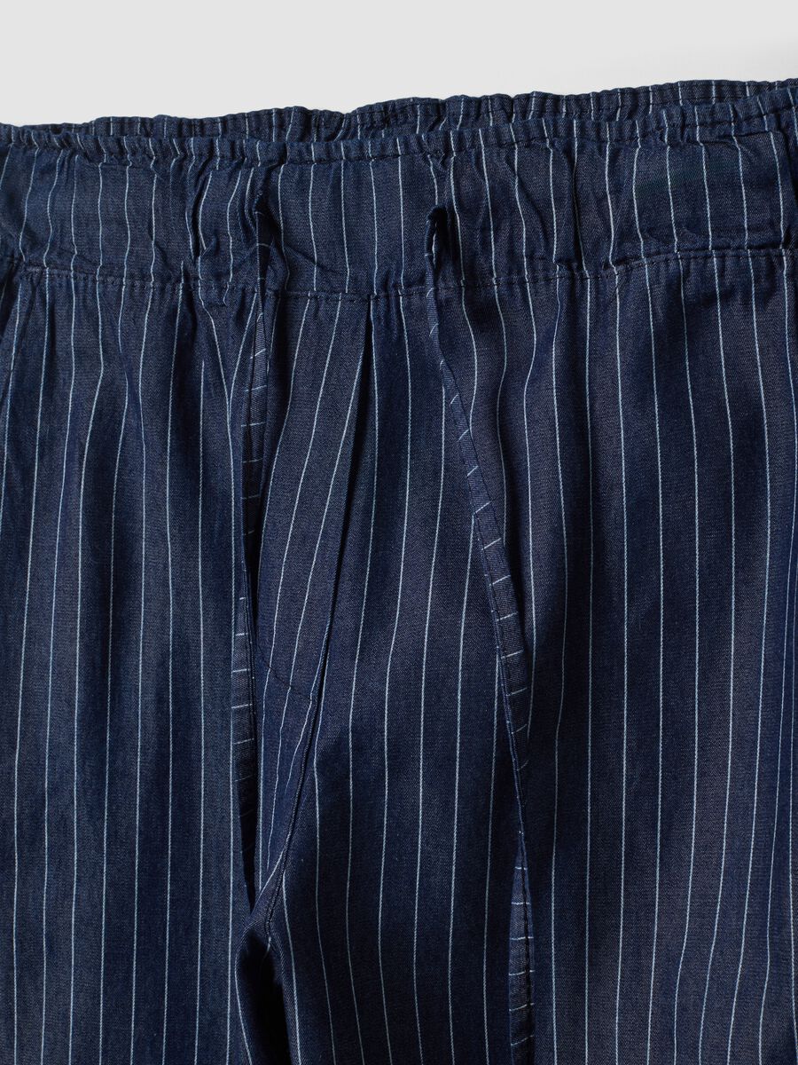 Blue pure cotton striped trousers_5