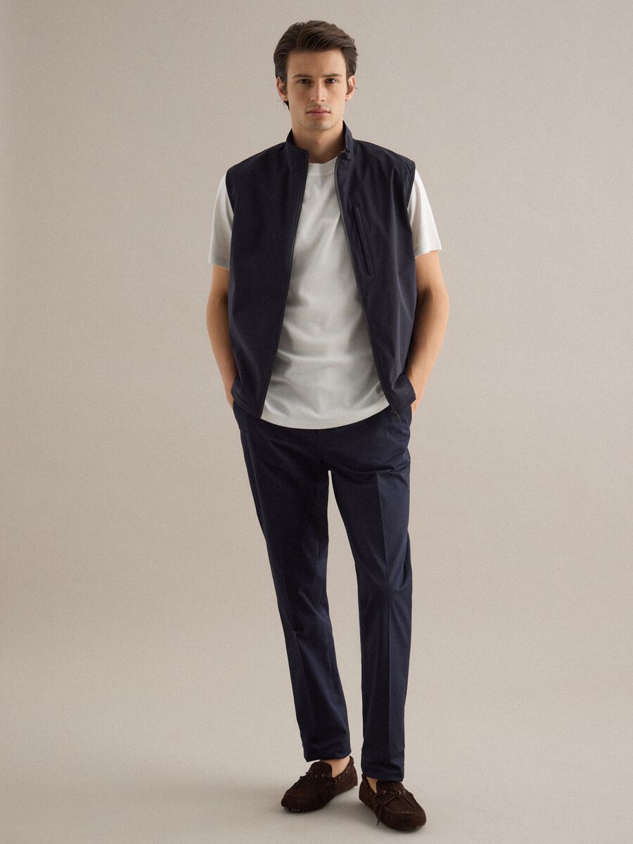 Ultra-light blue regular fit gilet with full zip_1