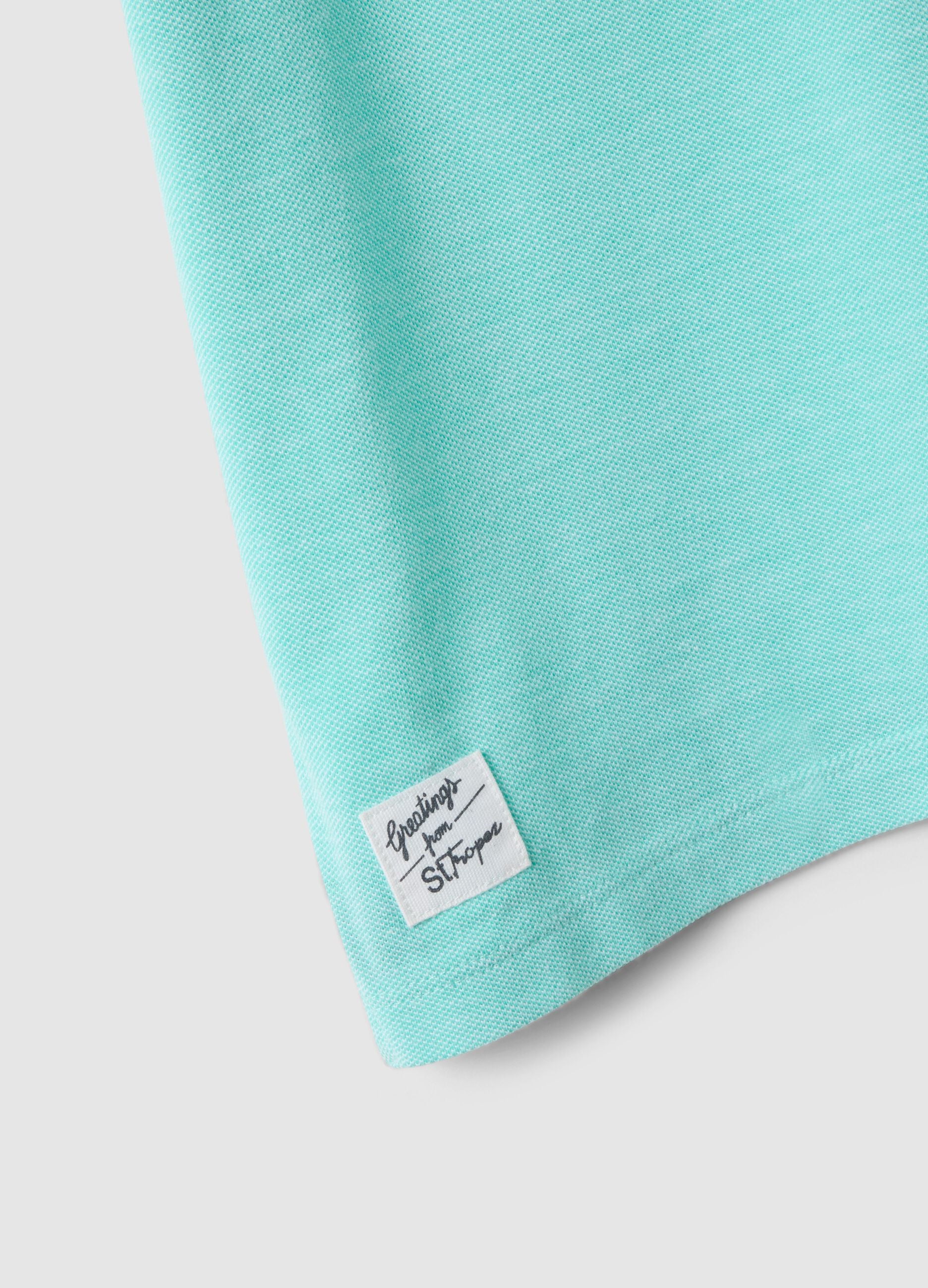 Children's regular fit light blue pure cotton polo with embroidery