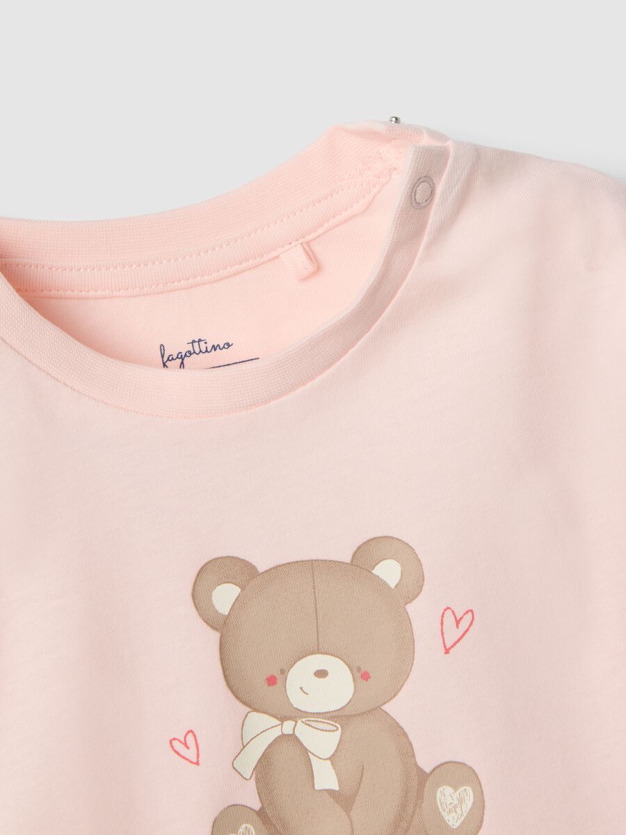 Baby girls&rsquo; pink pure cotton pyjamas with teddy bear print, regular fit_2