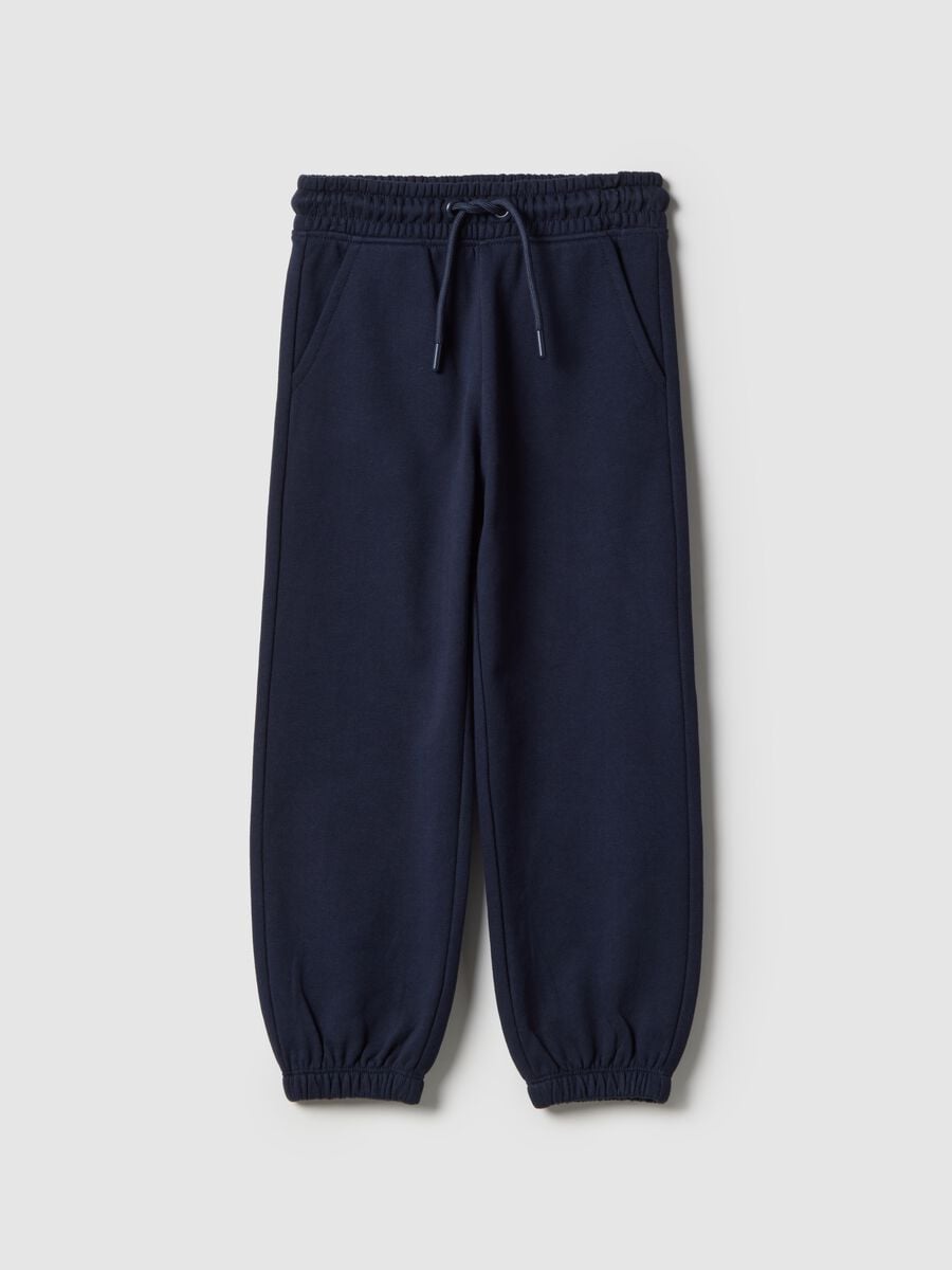 Blue jogger trousers for girls in pure cotton regular fit_0