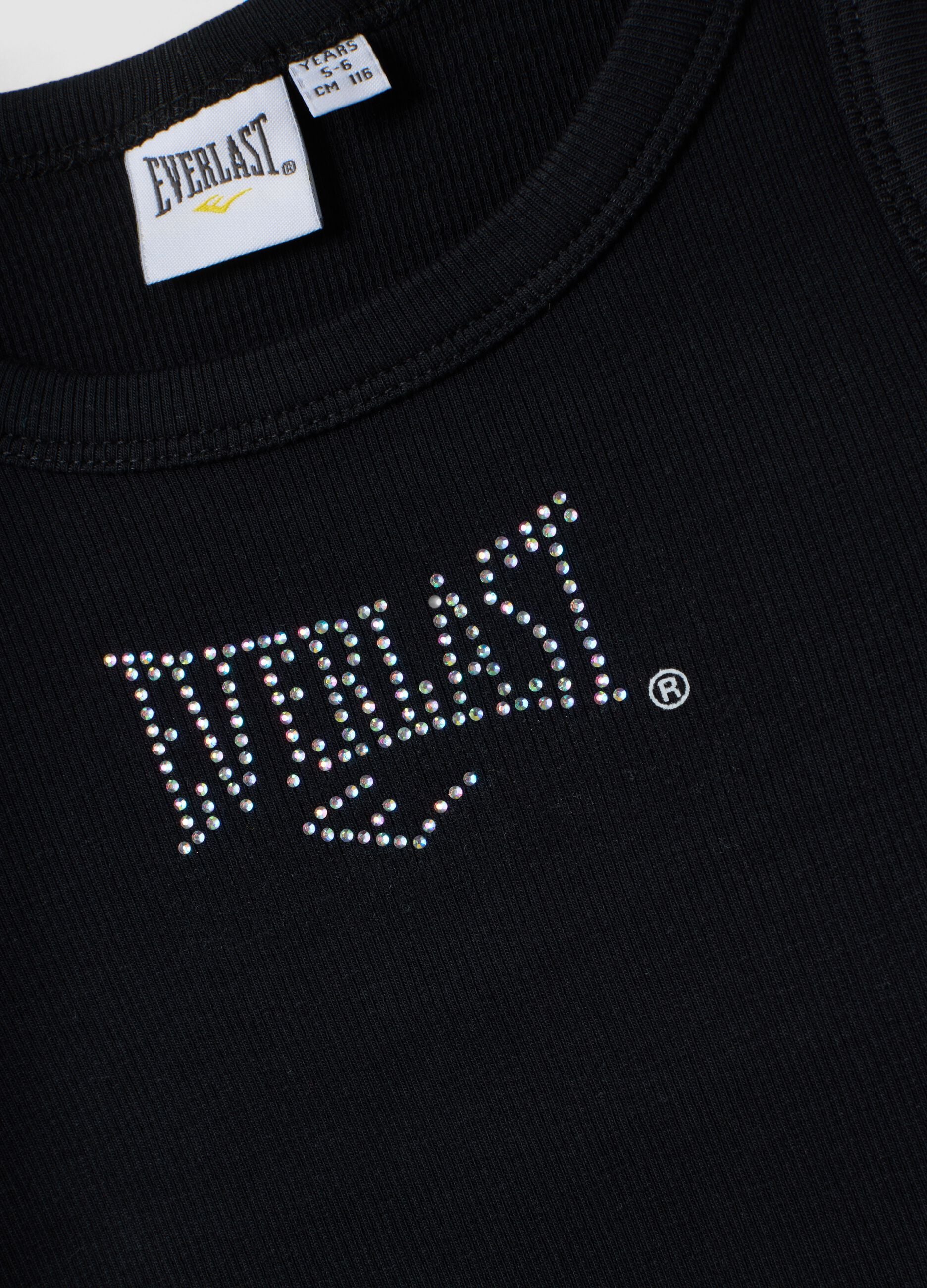 Black stretch cotton tank top