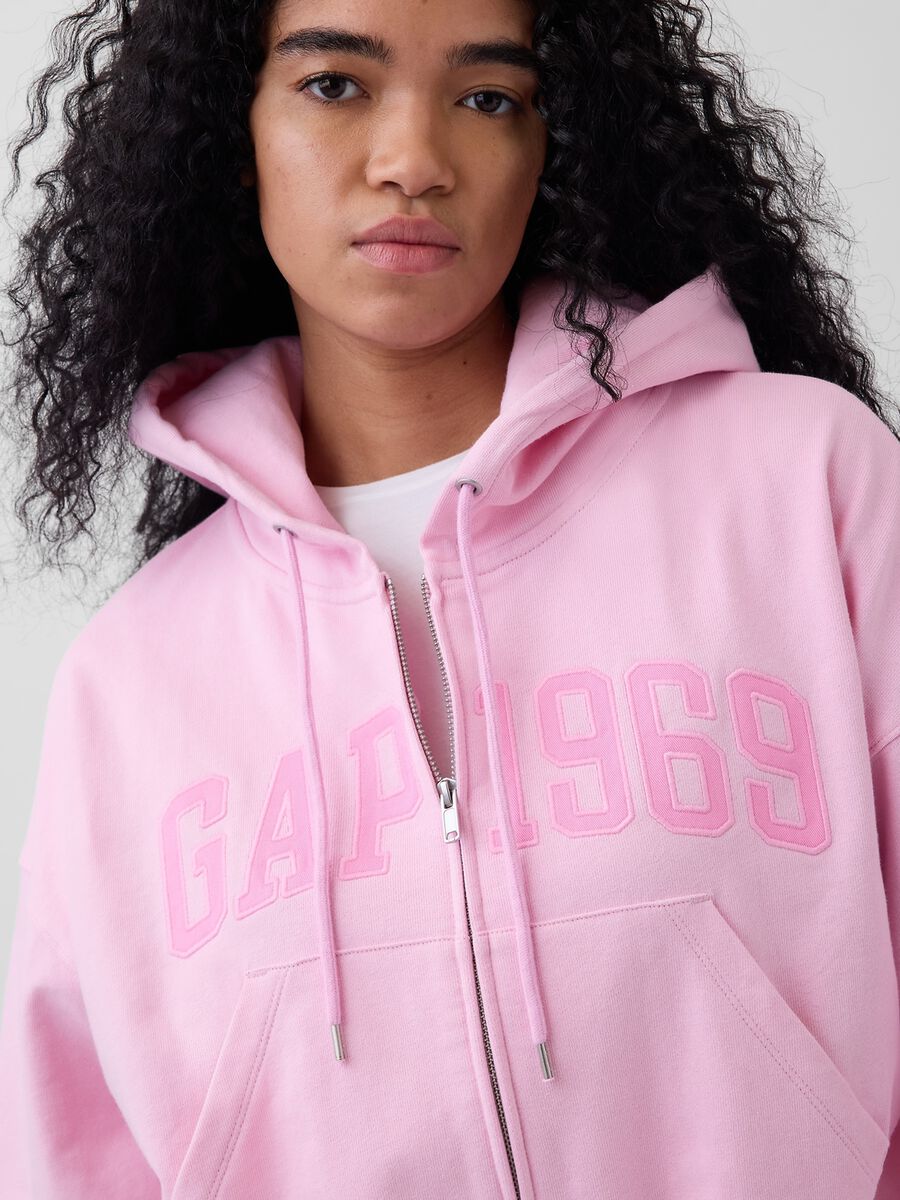 Felpa in misto cotone regular fit con logo GAP e zip_3