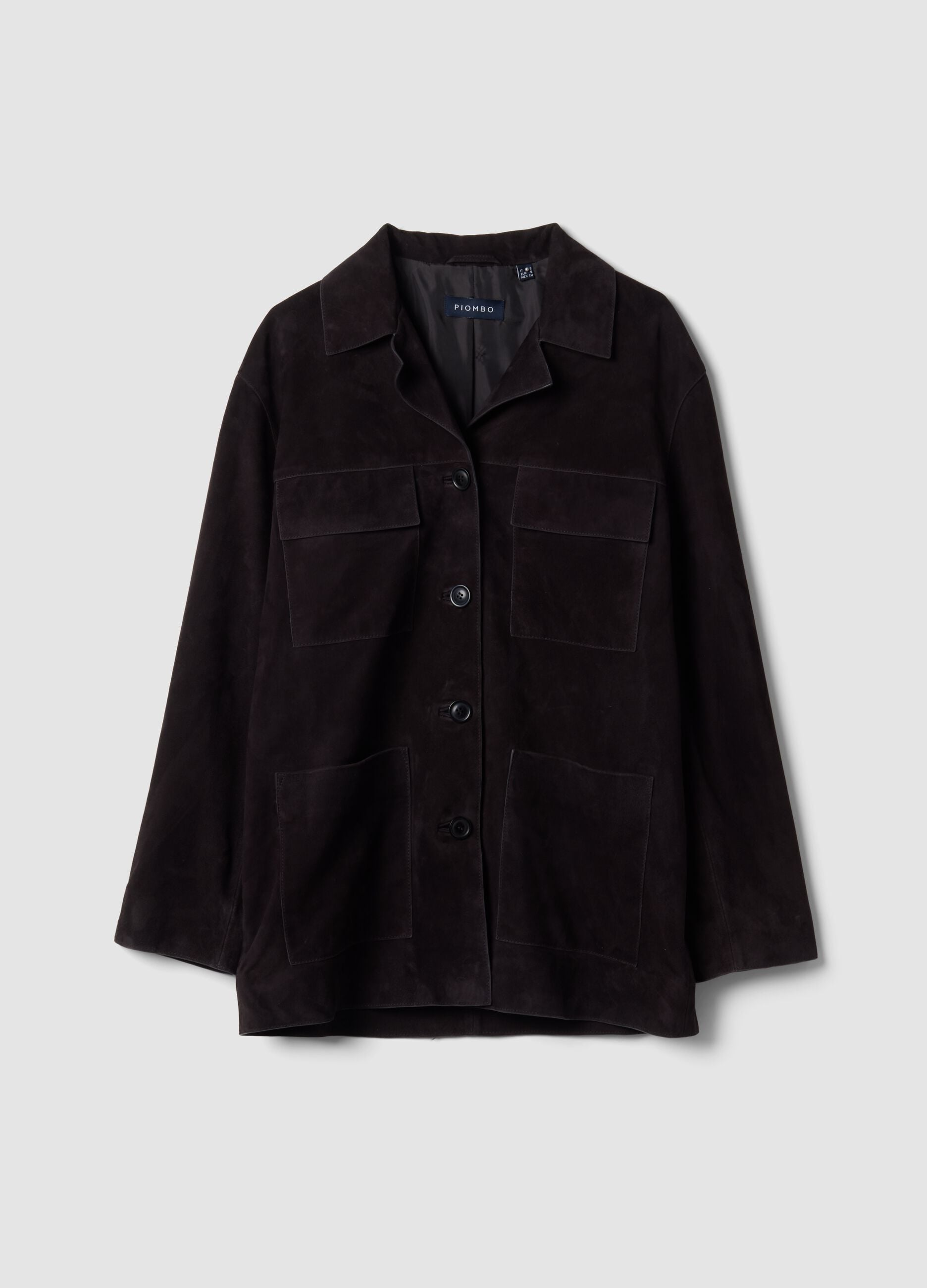 Black genuine leather jacket, regular fit