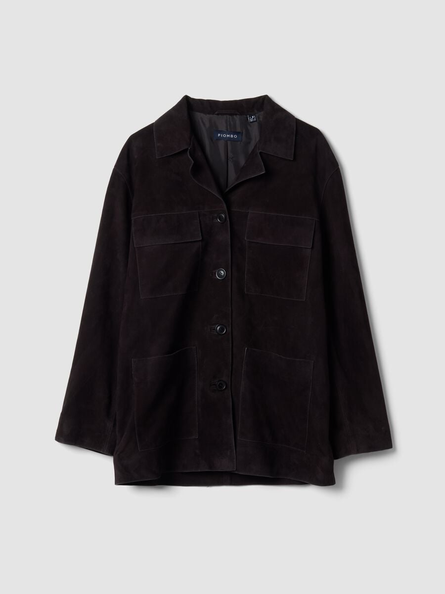 Black genuine leather jacket, regular fit_0