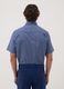 Blue short-sleeved regular-fit checked shirt, easy iron_1
