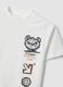 White oversized pure cotton T-shirt with graphic print for boys_3