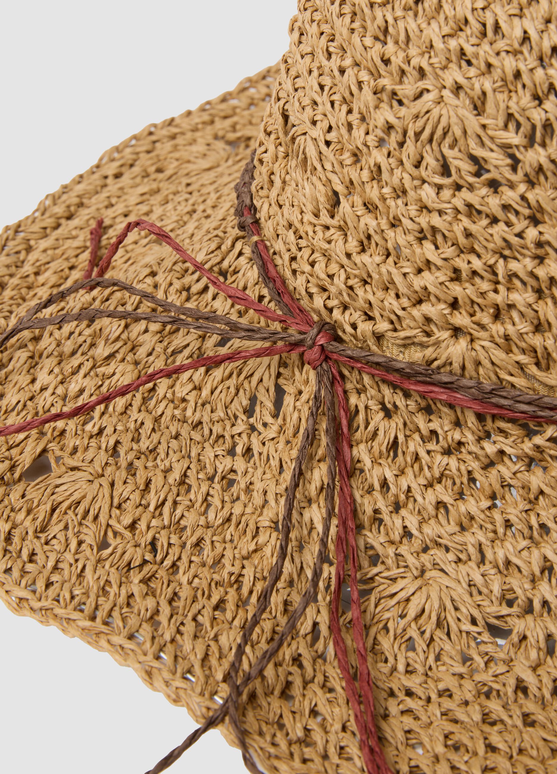 Beige pure paper-fabric hat with starfish embroidery