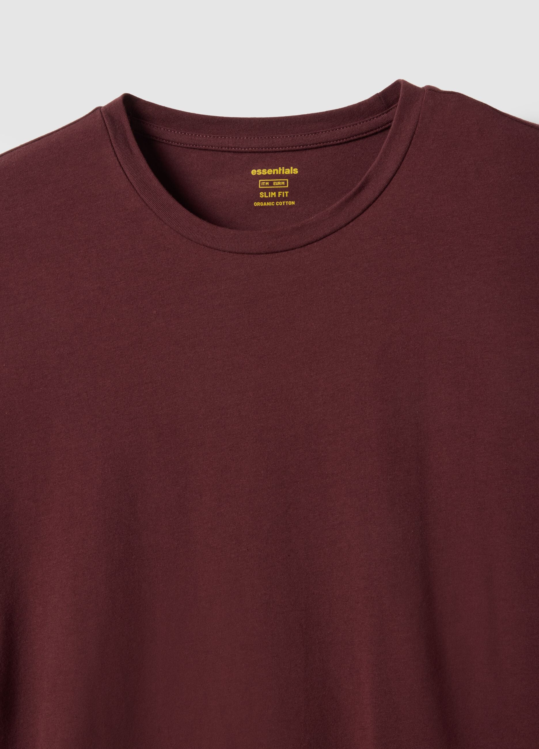 Red slim fit stretchy cotton T-shirt