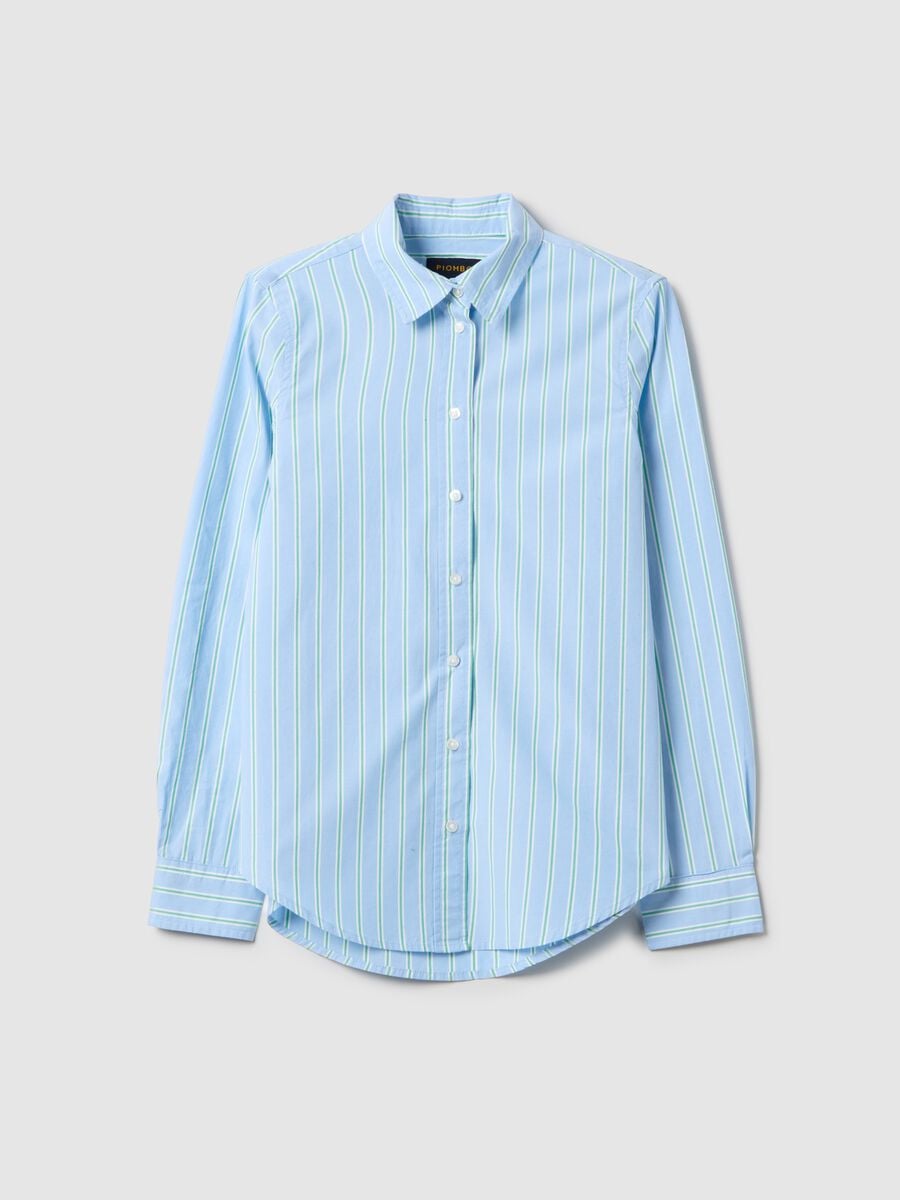 Light blue pure cotton striped shirt with regular fit_4