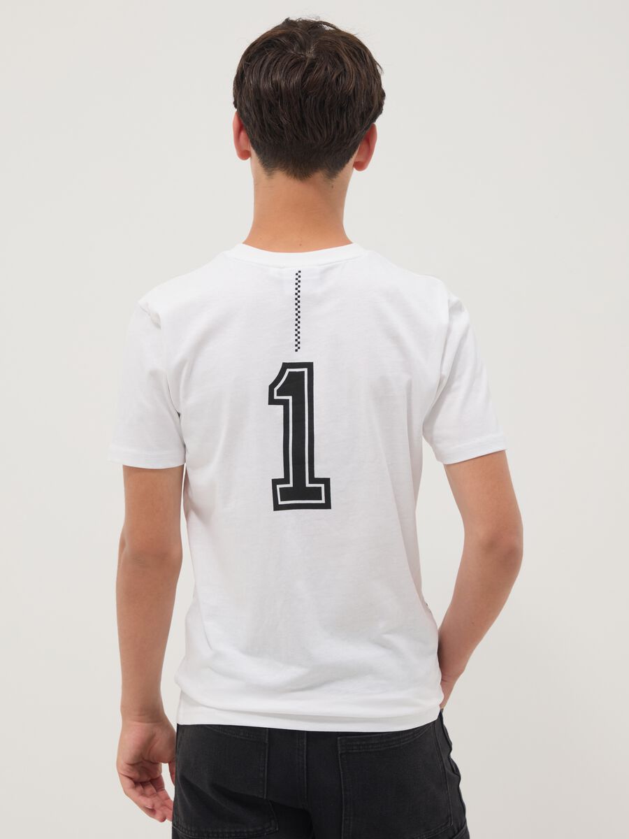 T-shirt bianca a maniche corte in misto cotone per ragazzo relaxed fit_1
