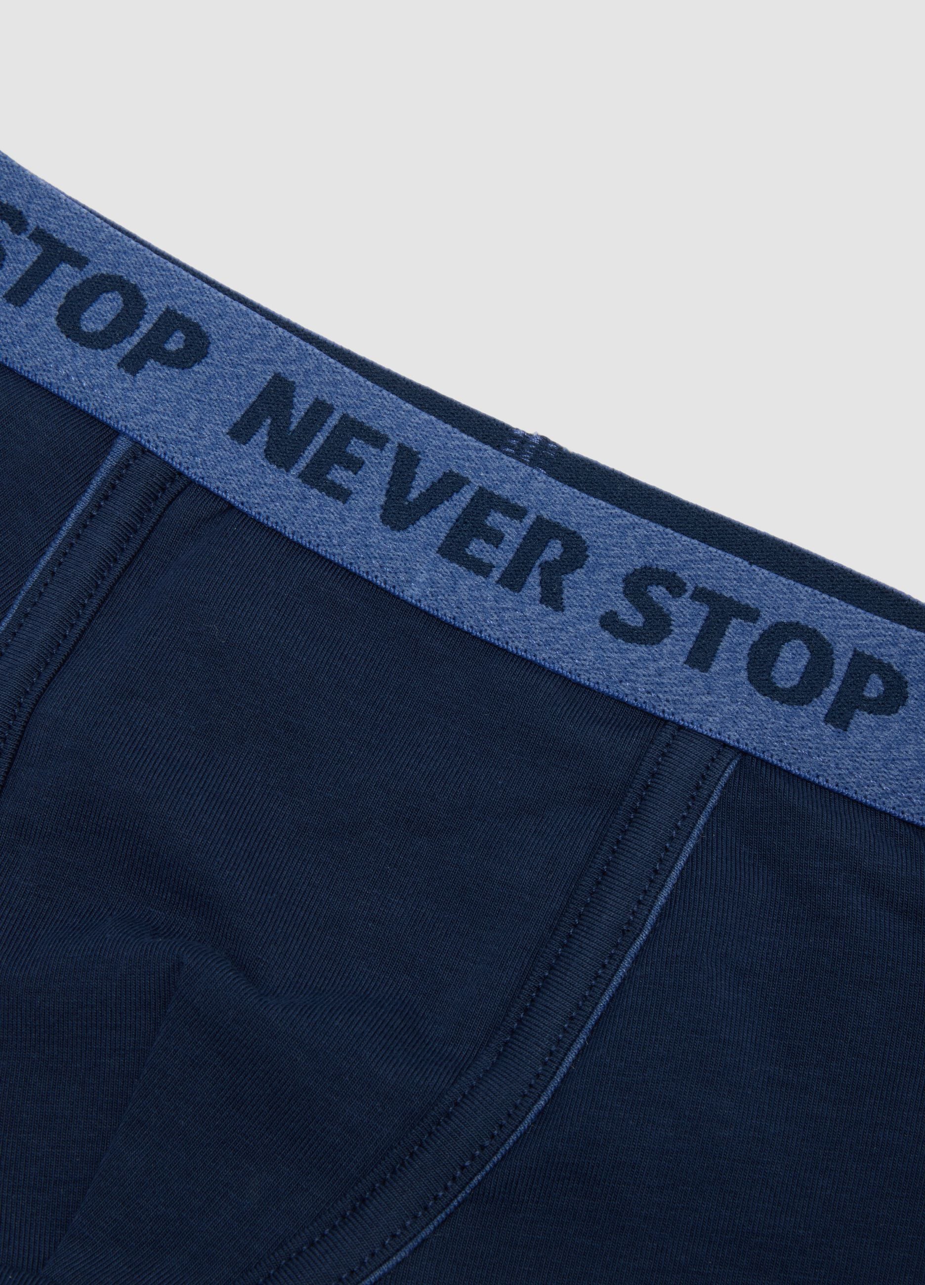 Blue midi boxer briefs in stretch organic cotton for boys
