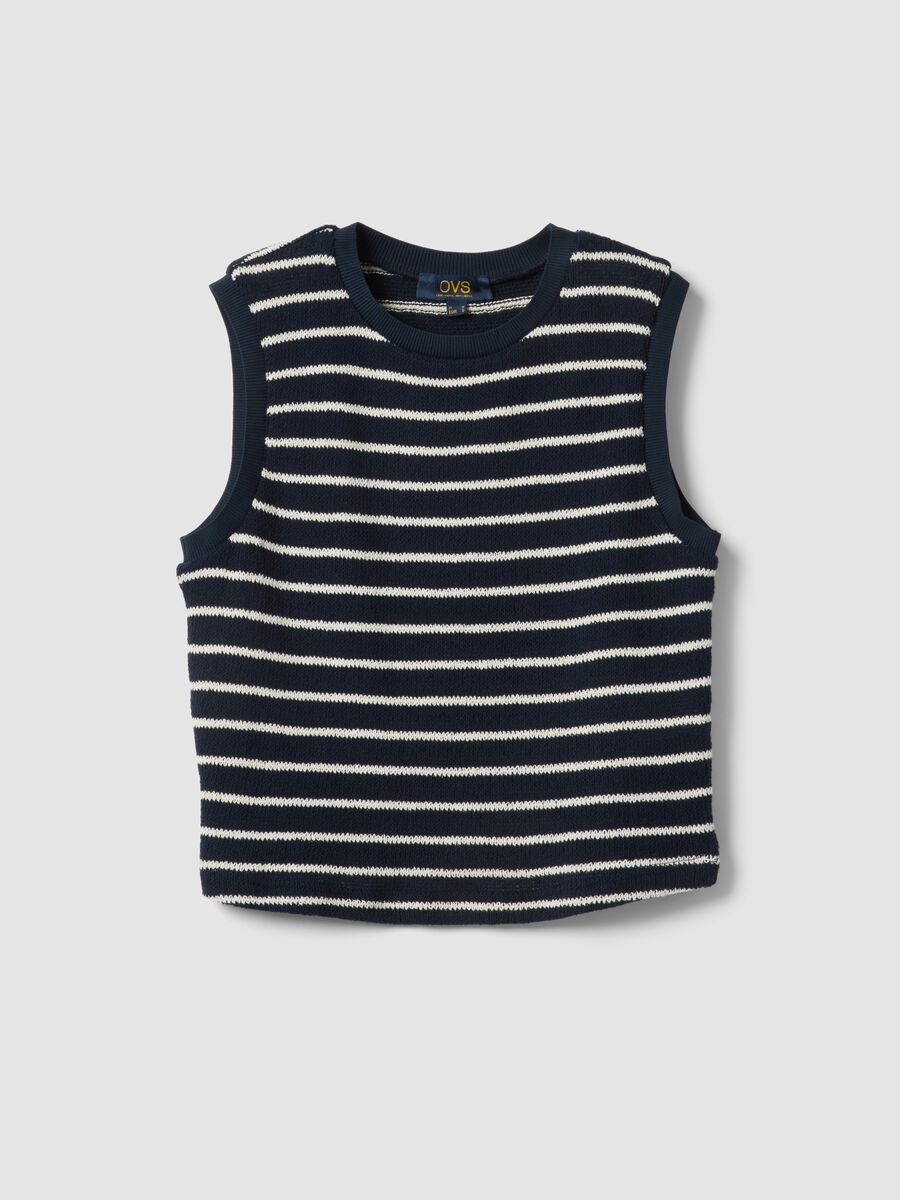 Regular-fit blue and white striped cotton-blend waistcoat_4