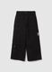 Black cotton blend cargo trousers for girls regular fit_3