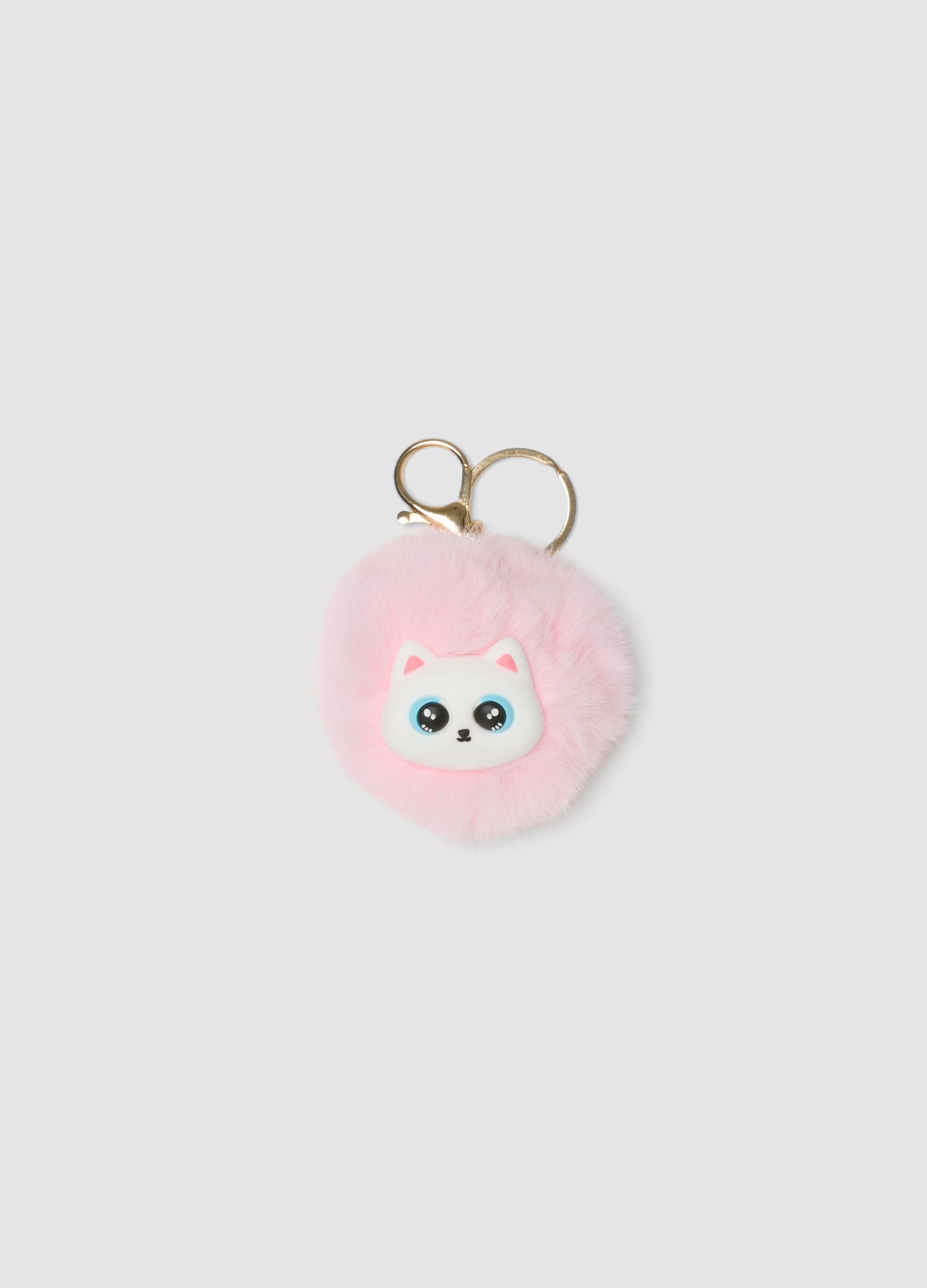 Pink pom‑pom keyring for girls